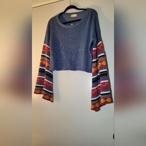 NWT retro bell sleeve crochet crop top